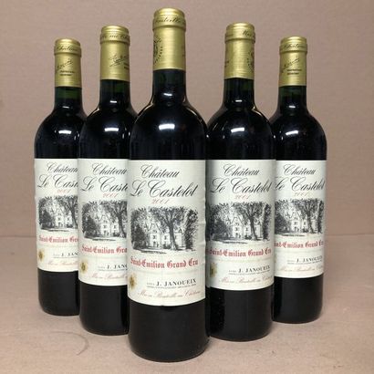 5 bouteilles CHÂTEAU LE CASTELOT 2001 (étiquettes...