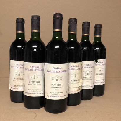 null 6 bouteilles CHÂTEAU PAVILLON LA VIOLETTE 1985 (niveaux léger bas, étiquettes...