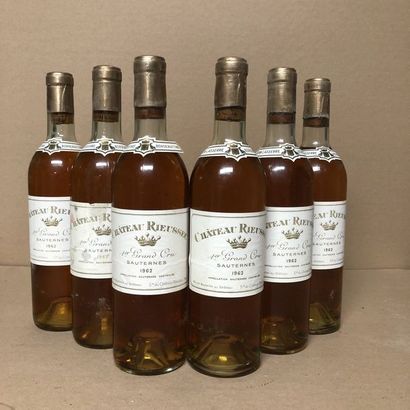 6 bouteilles CHÂTEAU RIEUSSEC 1962 (niveaux...