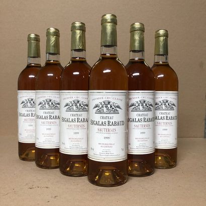 null 6 bouteilles CHÂTEAU SIGALAS RABAUD 1999 1er Cru (étiquettes fanées, très léger...
