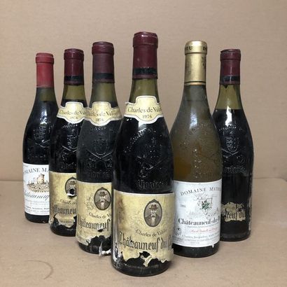 null 6 bouteilles : 4 CHATEAUNEUF DU PAPE 1976 Charles de Valois Roger Blanc & Fils,...
