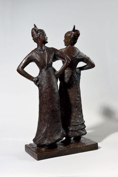 null ANNA QUINQUAUD (1890-1984) SUSSE FRERES Fondeur à Paris Les Antillaises Sculpture...