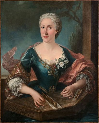 null ECOLE FRANCAISE vers 1720, suiveur de Jean RANC 
Portrait de dame à l'épinette
Toile
100...