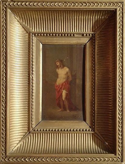 null Hippolyte LAZERGES (1817-1887) Représentation du Christ dans un intérieur néo-classique...