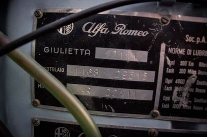 1960 ALFA ROMEO Giulietta TI Numéro de série AR1468 – 29515


Moteur numéro AR00111-10076


Véritable...