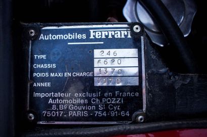 1975 FERRARI Dino 246 GT Numéro de série 006620


Livrée neuve par Charles Pozzi


Historique...