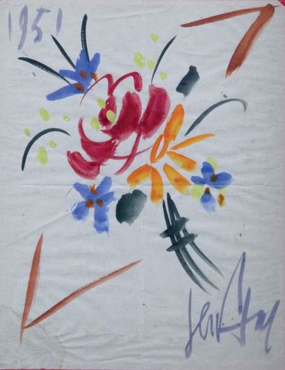 null GEN PAUL Fleurs 1951. Gouache et Aquarelle signée en bas à droite et titrée...