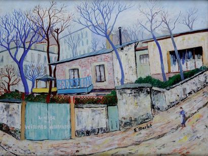 null ELISE MACLET 1881-1962. Montmartre, la rue de Saules et la rue Lamarck 1906....