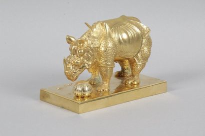 null SALVADOR DALI 1904-1989. Rhinocéros habillé en dentelle. Epreuve en bronze à...