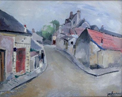 null GEN-PAUL 1895-1975. Rue à Montfort-l’Amaury vers 127. Huile sur toile signée...