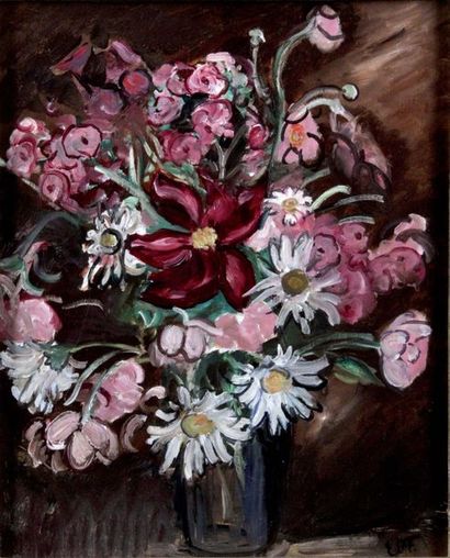 null EMILE OTHON FRIESZ 1879-1949. Vase de fleurs. Huile sur toile signée des initiales...