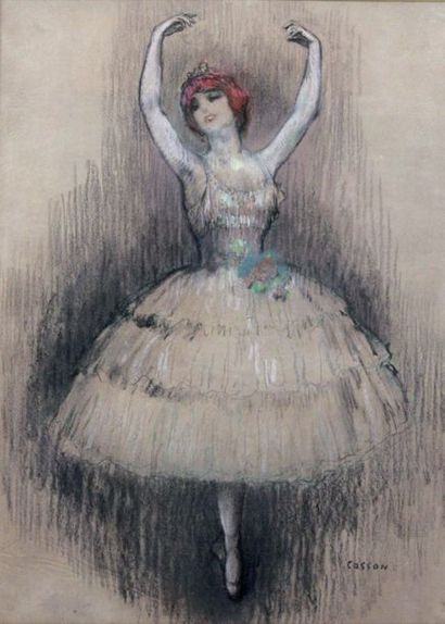 null MARCEL COSSON 1878-1956. La danseuse. Pastel signé en bas à droite. 60x44 c...