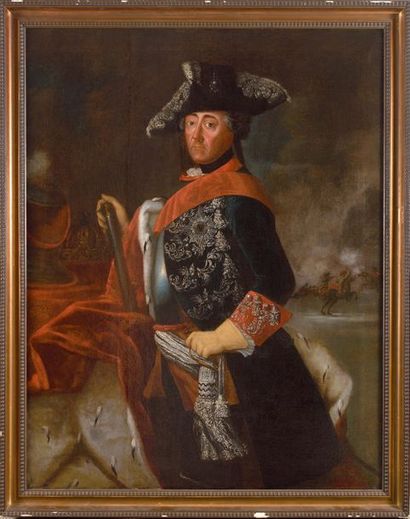 null Ecole allemande du XVIIIe siècle. « Portrait du Roi de Prusse Fréderic II, le...