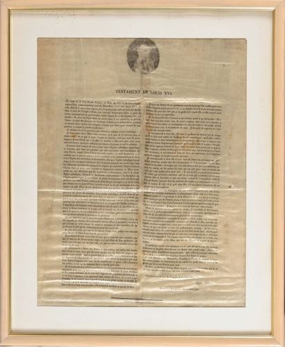 null TESTAMENT DE LOUIS XVI, FAIT AU TEMPLE LE 25 DECEMBRE 1792, « Imprimé sur soie...