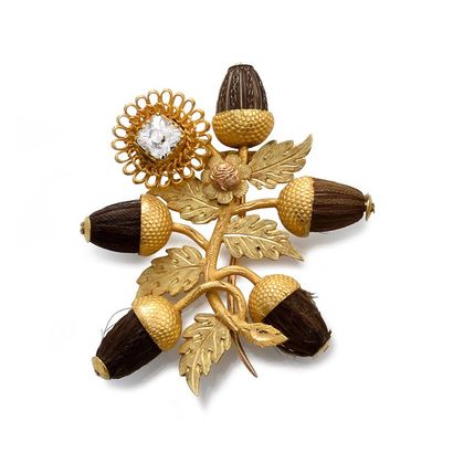 19th century brooch in 750 thousandths yellow...