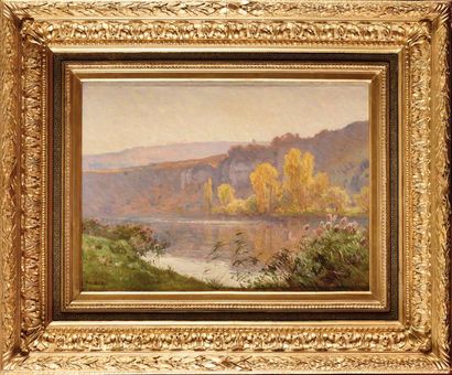 null Emile ISENBART (1846-1921 Effet d'automne sur le Doubs Huile sur toile Signé...