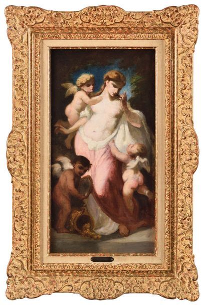 null Narcisse DIAZ DE LA PENA (1807-1876) L'Amour et la richesse, 1855 Huile sur...