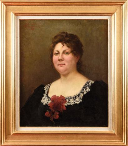 null Paul Désiré TROUILLEBERT (1829-1900) Femme au col de dentelle Huile sur toile...