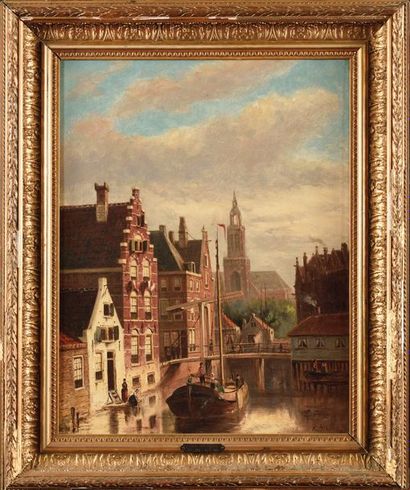 null John Frederick I HULK (1829-1911) Amsterdam Huile sur toile Signé en bas à droite...