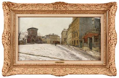 null Pierre Jacques PELLETIER (1869-1931) Montmartre sous la neige, rue de Ravignan,...