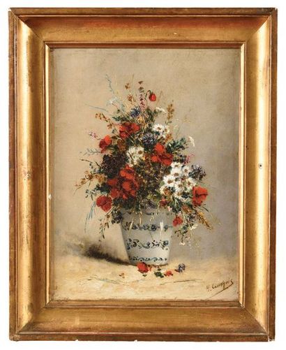 null Eugène Henri CAUCHOIS (1850-1911) Fleurs d'été dans un vase Huile sur toile...