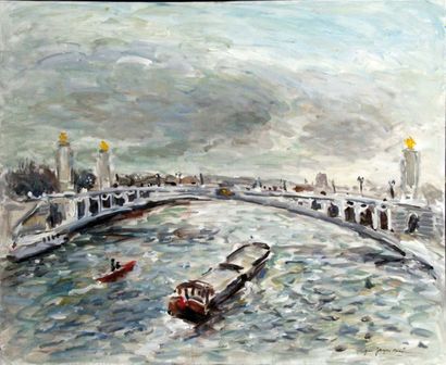 null Jean Jacques RENE né en 1943. Le pont Alexandre III. Huile sur toile signée...