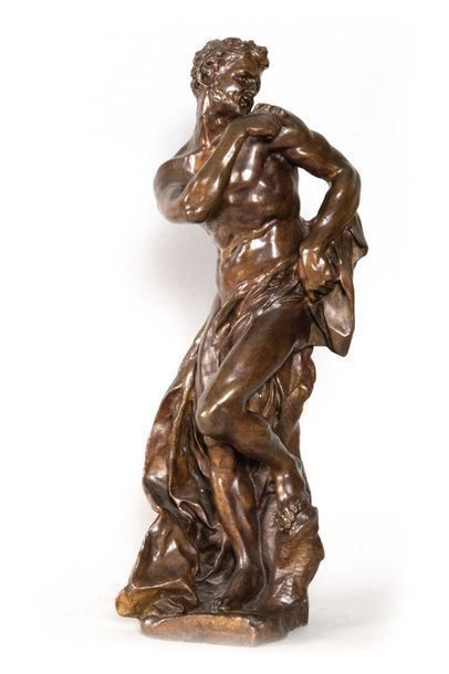 null D'après Pierre PUGET 1620-1694. Le faune. Epreuve en bronze à patine brune richement...