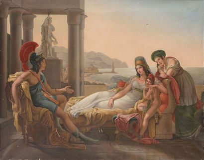 null Jacques Louis DAVID, after. E.L. French school of the 19th century. "Mythological...