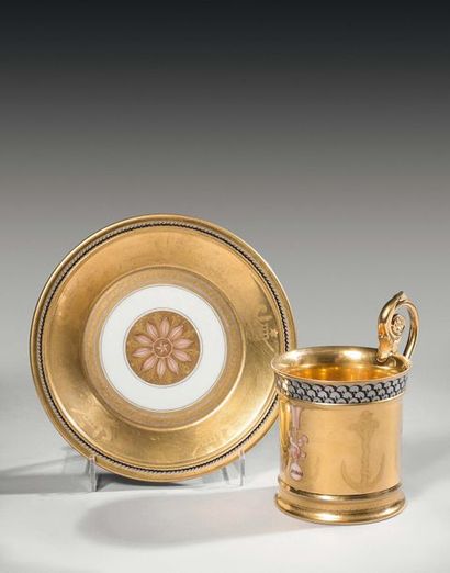 Sèvres Fragonard bed cup and porcelain saucer...