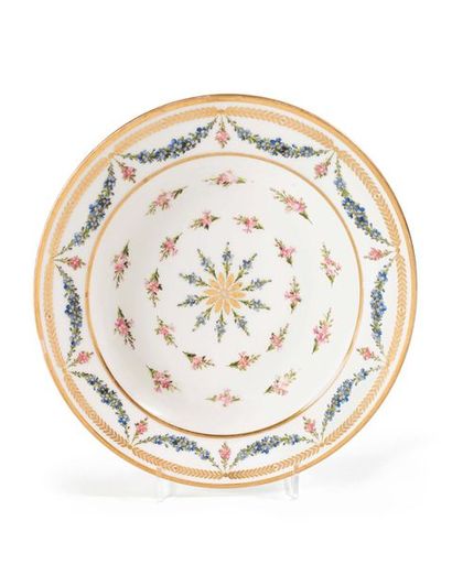 Sèvres Porcelain soup plate with polychrome...