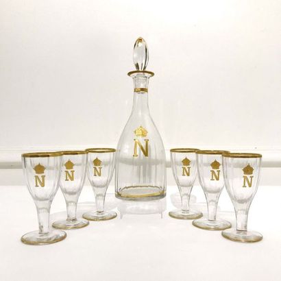 null SERVICE OF THE TUILERIES Six wine glasses from the Emperor Napoleon III's service,...