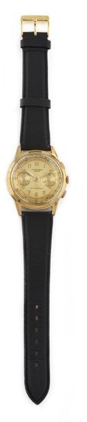 null CHRONOGRAPH "Geneva" circa 1960 Large aperture chronograph, round gold-plated...