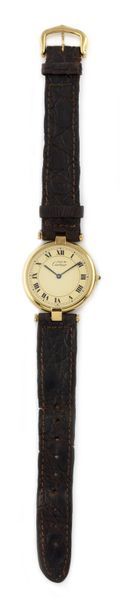 null CARTIER "Vendôme" Must, around 2005 Vermeil bracelet watch, round case, smooth...