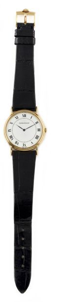 null JAEGER "Classic" ref. 9220.21 Extra flat 18k yellow gold wristwatch. Round case...