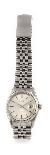 null ROLEX "Date just" 1603 around 1978 Steel bracelet watch. Cushion case, ribbed...