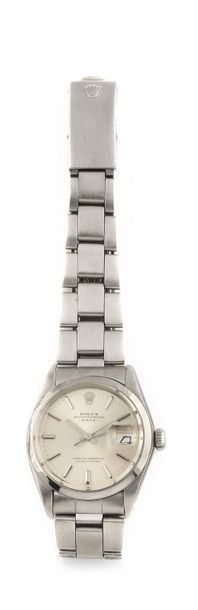 null ROLEX" Date" ref.1500 circa 1972 Steel bracelet watch. Cushion case, smooth...