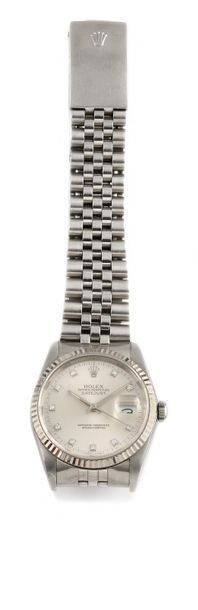 null ROLEX "Datejust" 16234 vers 1989 Montre bracelet en acier, or gris 18k et diamants....