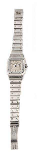 null CARTIER "Santos Galbée" ref. 1564 around 2000 Men's steel bracelet watch. Rectangular...