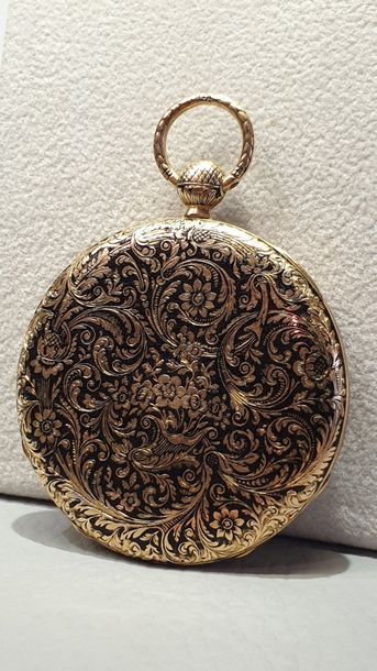 null LEPINE in Paris, n°11273 around 1830 18k yellow gold pocket watch with black...