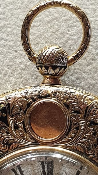 null LEPINE in Paris, n°11273 around 1830 18k yellow gold pocket watch with black...