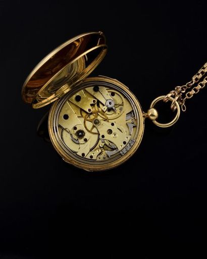 null BREGUET, Pocket watch with bell n°1509, repetitions, 1846. Case in 18k yellow...