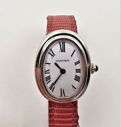 null CARTIER "Bathtub" mechanical, circa 1970 Rare ladies' wristwatch in 18k white...