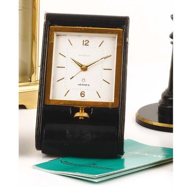  JAEGER-LECOULTRE for HERMES "ADO", 1960 Clock travel alarm clock, covered in black...