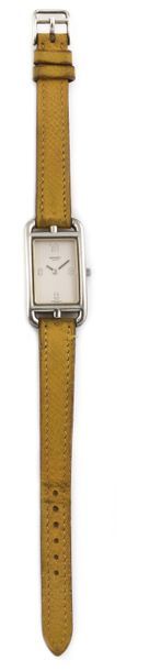 null HERMES Paris" "Nantucket" vers 1995 Montre de dame en argent 925. Boitier rectangulaire...