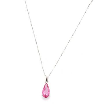 null PENDANT 

in 750-thousandths white gold with a pear-shaped pink tourmaline of...