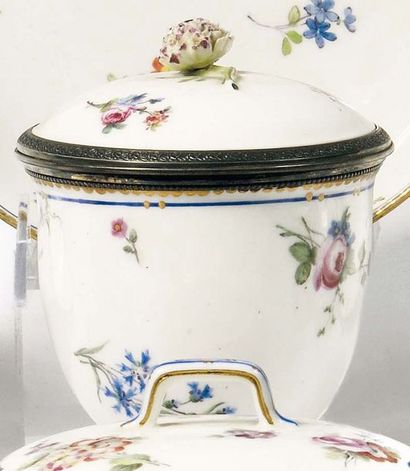 null SEVERY Sugar jar Bouret covered in soft porcelain with polychrome decoration...