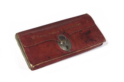 null RED MAROQUIN PORTFOLIO, with silver clasp, inscribed: "MR Tomas Medecin in Angouleme....