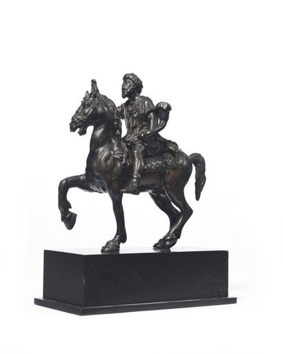 null A brown patinated equestrian group representing Marcus Aurelius of the Capitoline...