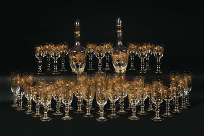 null GLASS SERVICE Comprising: 12 champagne flutes, 12 water glasses, 12 red wine...