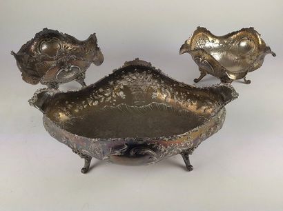 null Silver GARNITURE including a planter and two cups on feet Poinçon Minerve Weight:...
